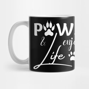 Paws and enjoy life - white paw prints Mug